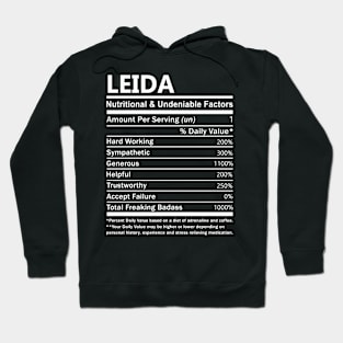 Leida Name T Shirt - Leida Nutritional and Undeniable Name Factors Gift Item Tee Hoodie